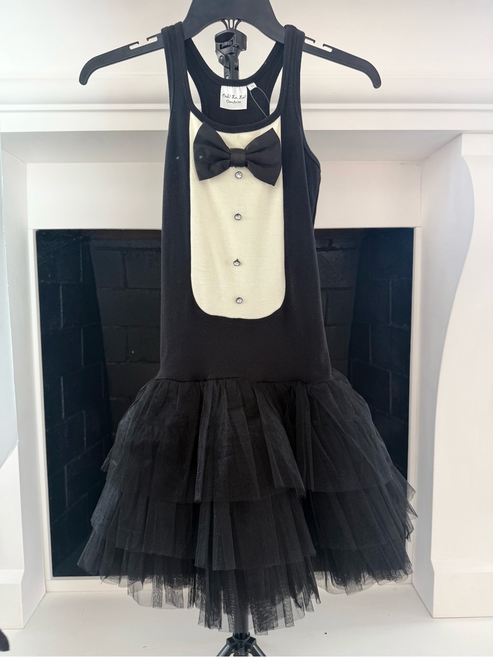 Ooh! La, La! Couture Black and Cream Tuxedo Tulle Dress for Girls- Sz 10